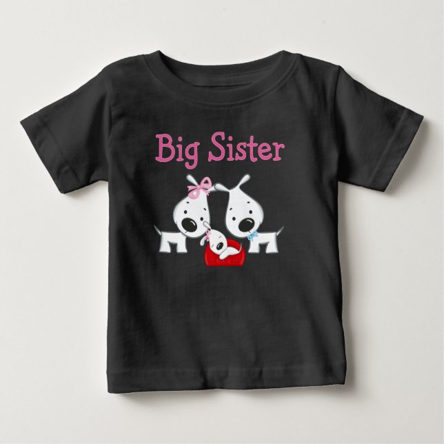 Camiseta Para Bebê Cães Irmã Maior (Frente)