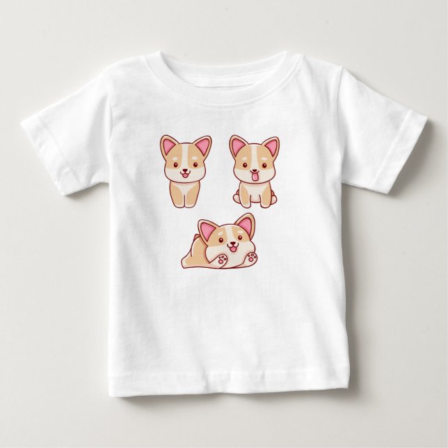 Camiseta Para Bebê Cães Kawaii (Frente)