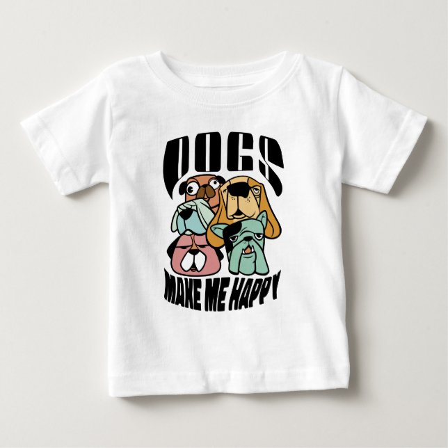 Camiseta Para Bebê Cães Me Fazem Feliz (Frente)