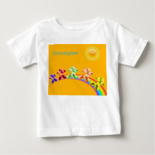 Camiseta Para Bebê Cães na camiseta do bebê arco-íris