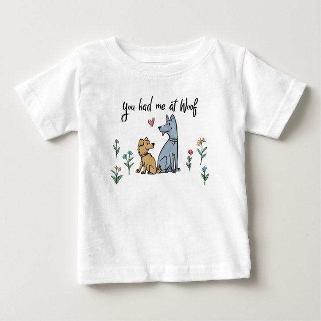 Camiseta Para Bebê Cães no jardim III | você teve-me no Woof (Frente)