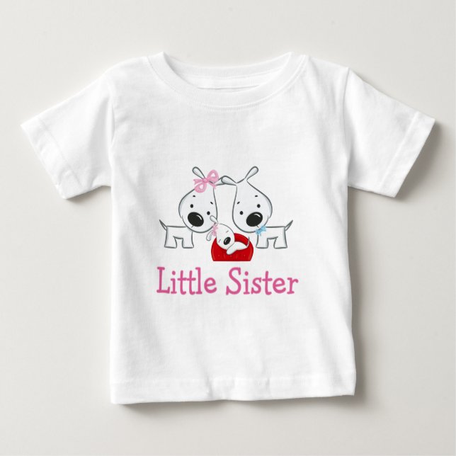 Camiseta Para Bebê Cães Pequena Irmã (Frente)