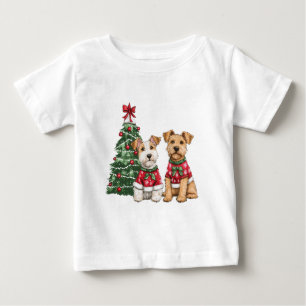 Camiseta Para Bebê Cães Terrier Fox Terrier do Welsh Wire de Natal