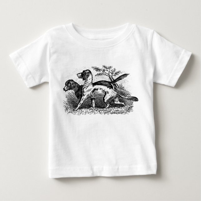 Camiseta Para Bebê Cães Vintage (Frente)