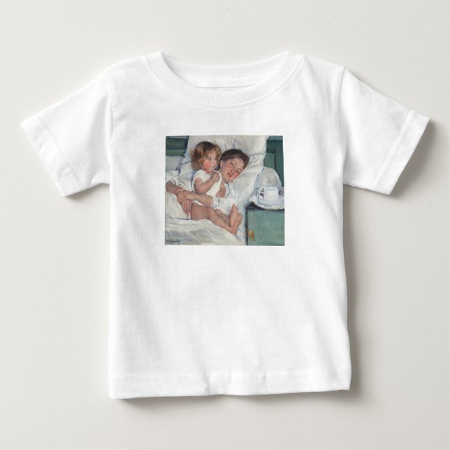Camiseta Para Bebê Café da Manhã na Cama (Frente)