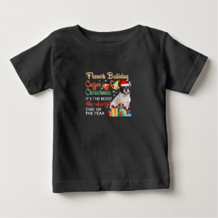 Camiseta Para Bebê Café do Bulldog Francês Natal É Maravilhoso