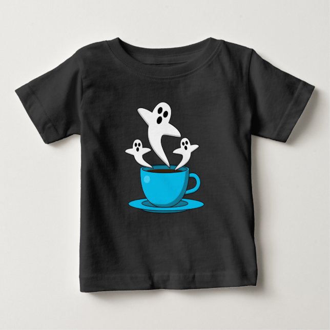 Camiseta Para Bebê Café fumante fantasma (Frente)