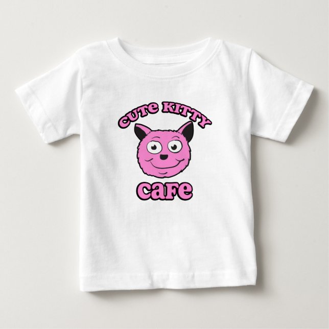 Camiseta Para Bebê Café Gatinho Fofo (Frente)