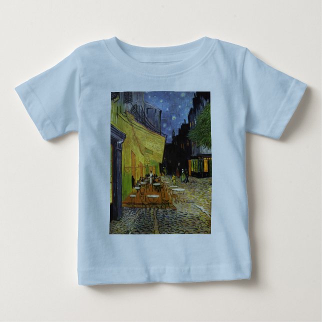 Camiseta Para Bebê Café Noturno de Van Gogh (Frente)