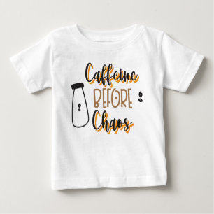 Camiseta Para Bebê Cafeína antes do caos