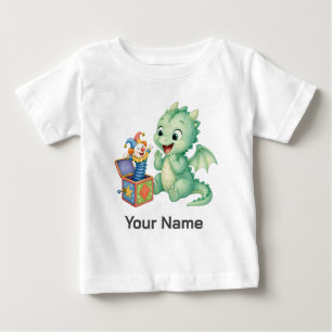 Camiseta Para Bebê Caixa de Surpresa do Dragão Verde Personalizado
