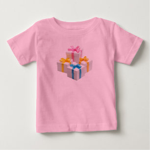 Camiseta Para Bebê Caixas de Presente Arco-íris Aniversário 