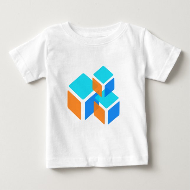 Camiseta Para Bebê Caixas Quadradas (Frente)
