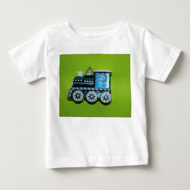 Camiseta Para Bebê Calçadão de manga azul do comboio, (Frente)