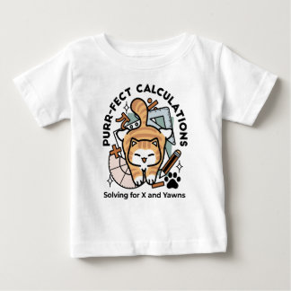Camiseta Para Bebê Cálculos Perfeitos – Design de Gato de Matemática