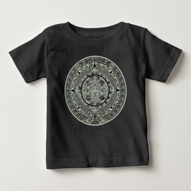 Camiseta Para Bebê Calendário maia 1 do Aztec Sun Stone do México (Frente)