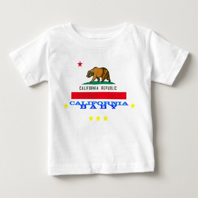 Camiseta Para Bebê califórnia bebê + bandeira (Frente)