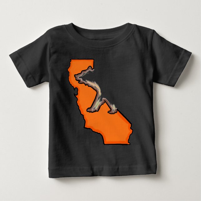Camiseta Para Bebê Califórnia símbolo do estado do bebê laranja (Frente)