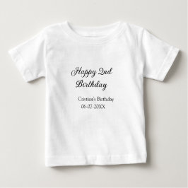Camiseta Para Bebê caligrafia simples segundo aniversário feliz mínim