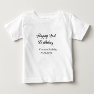Camiseta Para Bebê caligrafia simples segundo aniversário feliz mínim