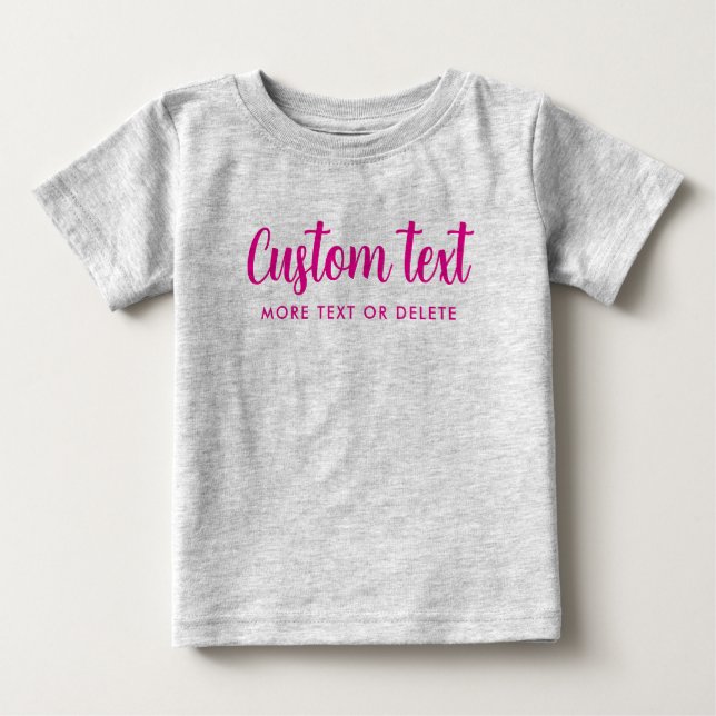 Camiseta Para Bebê Calligraphy Custom Text Pic Template Heather Grey (Frente)