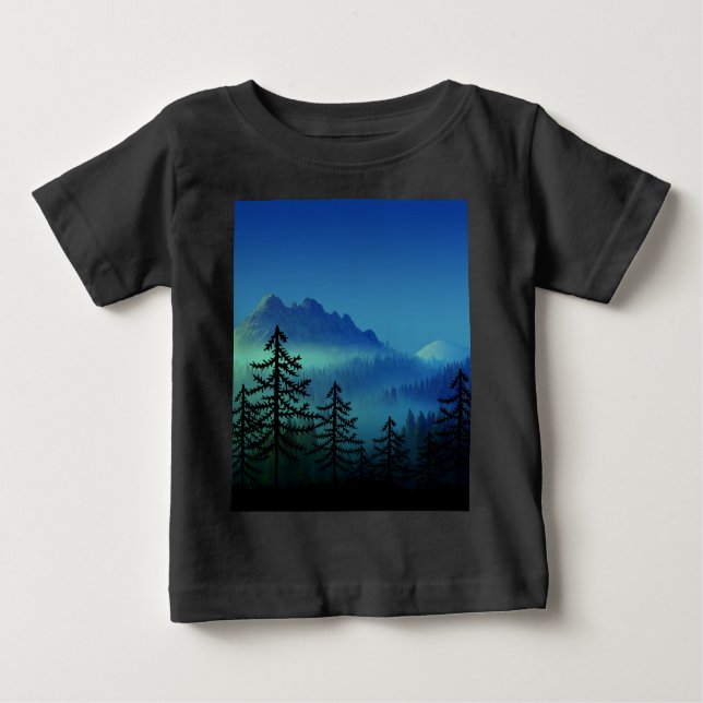 CAMISETA PARA BEBÊ CALM MOUNTAIN MIDNIGHT FOREST (Frente)