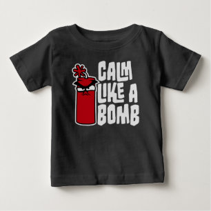 Camiseta Para Bebê Calmo Como uma Bomba Paradoxo Ironia Humor Explosi