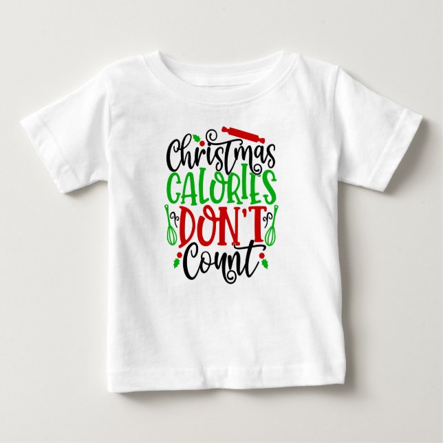 Camiseta Para Bebê Calorias de Natal Não Contam 56558 (Frente)