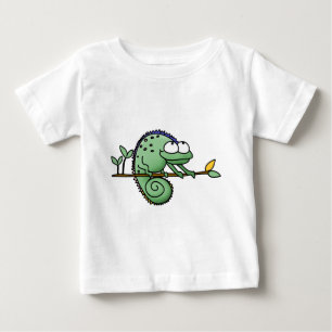 Camiseta Para Bebê Camaleão Desenho Animado Engraçado Verde Fofo