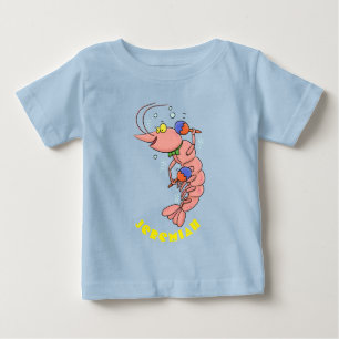 Camiseta Para Bebê Camarão feliz e bonito, desenho animado