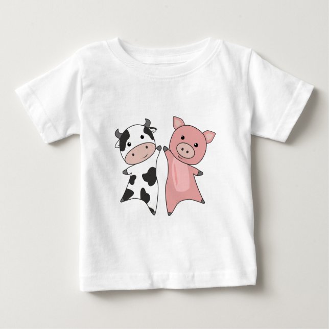 Camiseta Para Bebê Camarão Porco Porquinho Porquinho (Frente)
