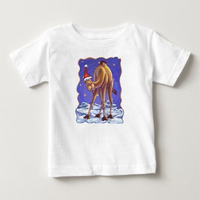 Camiseta Para Bebê Camelo Bebê de Natal Camiseta (Frente)