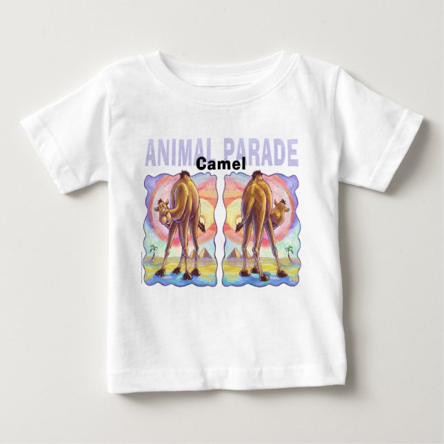Camiseta Para Bebê Camelo bonito chegando e indo (Frente)