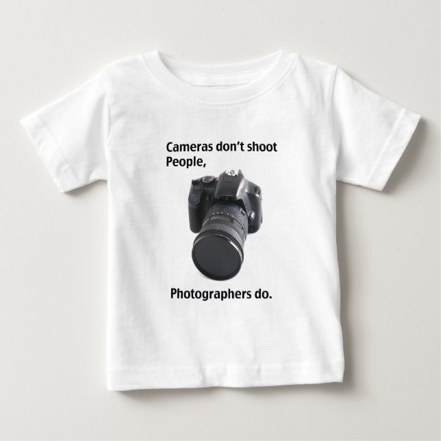 Camiseta Para Bebê Câmeras não disparam pessoas (Frente)