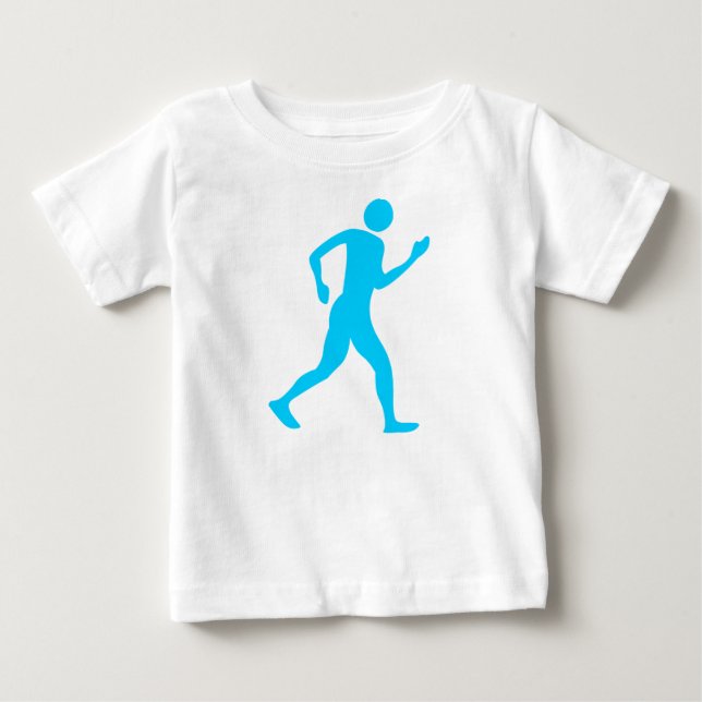 Camiseta Para Bebê Caminhada - Azul-Céu (Frente)