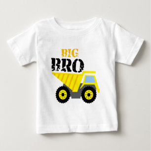 Camiseta Para Bebê Caminhão Basculante Amarelo de Construção do Irmão