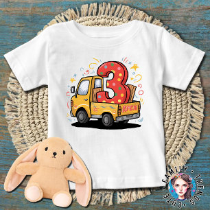 Camiseta Para Bebê caminhão basculante de 3º aniversário