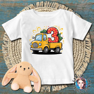 Camiseta Para Bebê Caminhão de 3º Aniversário