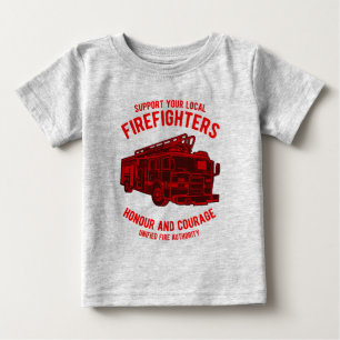 Camiseta Para Bebê Caminhão de Bombeiros
