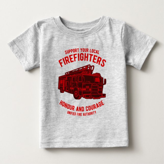 Camiseta Para Bebê Caminhão de Bombeiros (Frente)