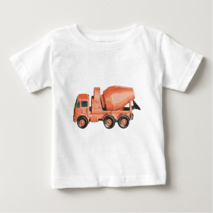 Camiseta Para Bebê Caminhão de Brinquedos de Cimento Laranja Concreto