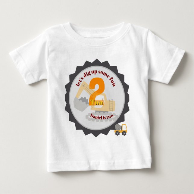Camiseta Para Bebê Caminhão de Construção (Frente)