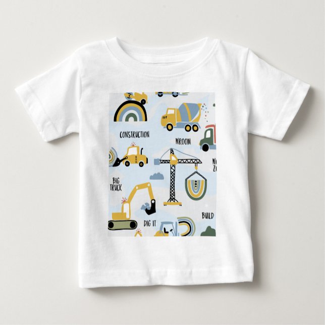 Camiseta Para Bebê Caminhão de Construção (Frente)
