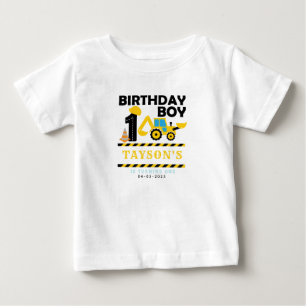 Camiseta Para Bebê Caminhão de Construção 1º Aniversário Festa Infa