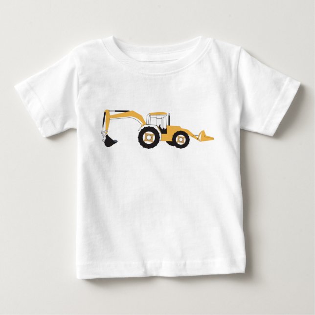 Camiseta Para Bebê Caminhão de Construção com Retroescavadeira (Frente)
