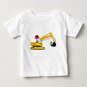 Camiseta Para Bebê Caminhão de Construção da Escavadora de Natal