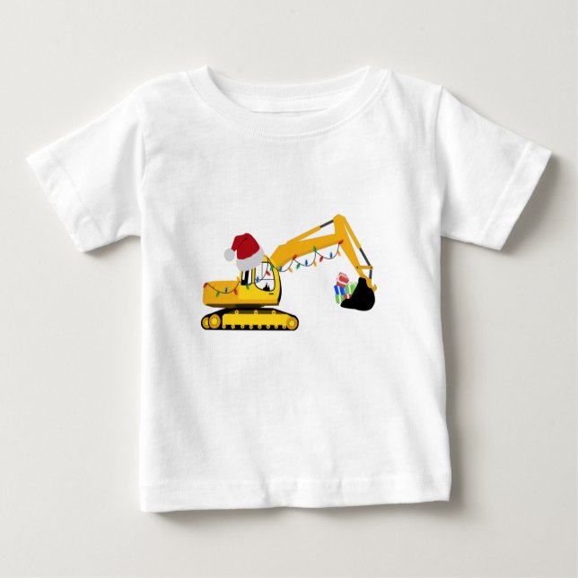 Camiseta Para Bebê Caminhão de Construção da Escavadora de Natal (Frente)