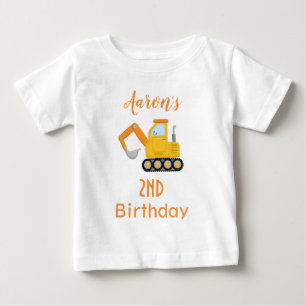 Camiseta Para Bebê Caminhão de Construção de Menino de Aniversário