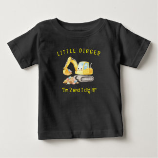 Camiseta Para Bebê Caminhão de Construção Escavadeira Pequena Fofa Pe