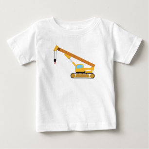 Camiseta Para Bebê Caminhão de Construção Guindaste